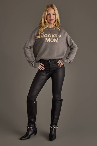 Gray Hockey Mom Sweater