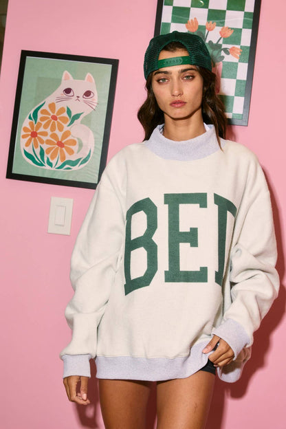 Gym/Bed Graphic Reversible Mockneck Sweatshirt