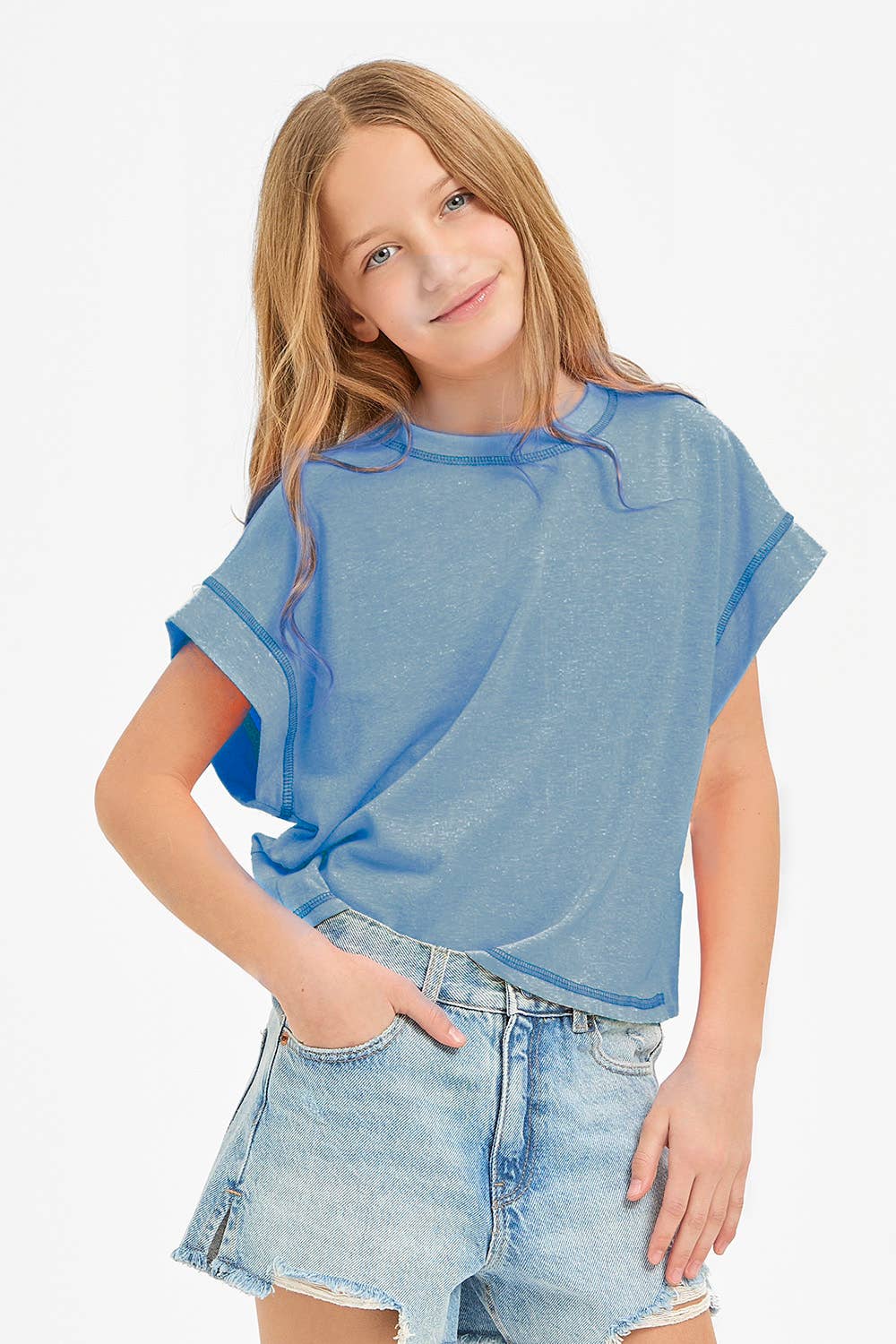 Overlap Open Back Reverse Stitched Top Youth