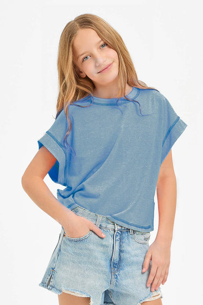 Overlap Open Back Reverse Stitched Top Youth