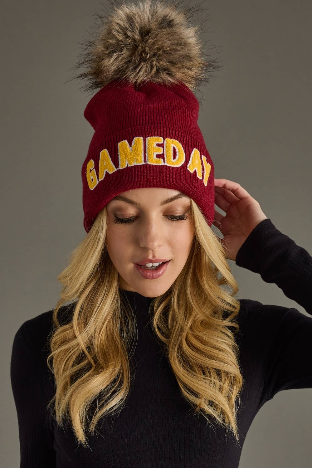 Crimson & Gold Game Day Pom Hat
