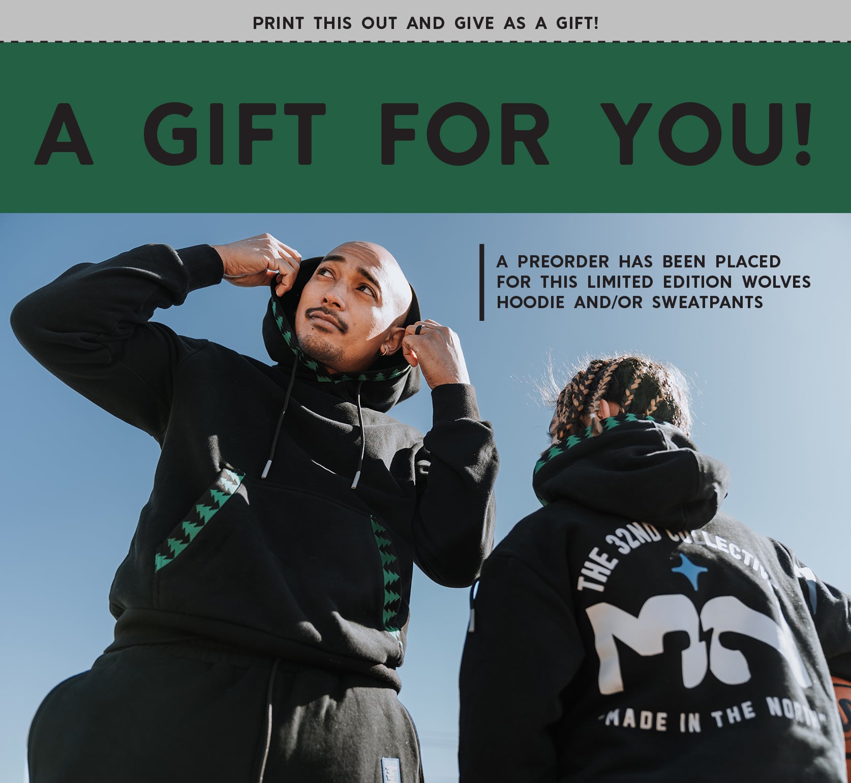 🔥 LIMITED PREORDER — 32CO TIMBERWOLVES “TREES” SWEATSUIT (ADULT +