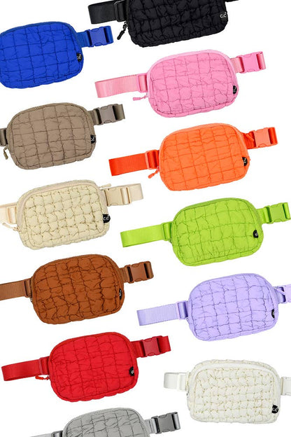 C.C Quilted Puffer Fanny Pack - Orange